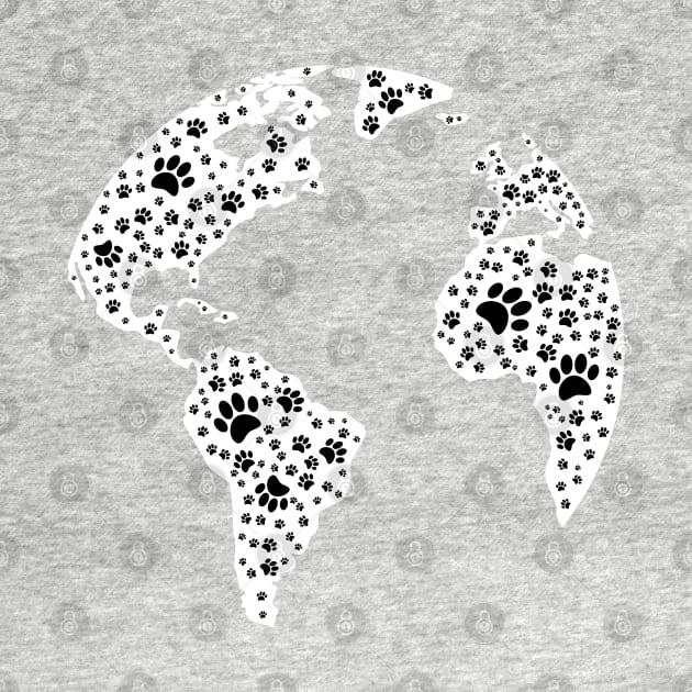 World Atlas Dog Paw Prints by Braznyc